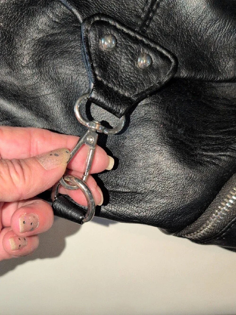 Sam Hadley Black Shoulder Bag with Silver Hardware